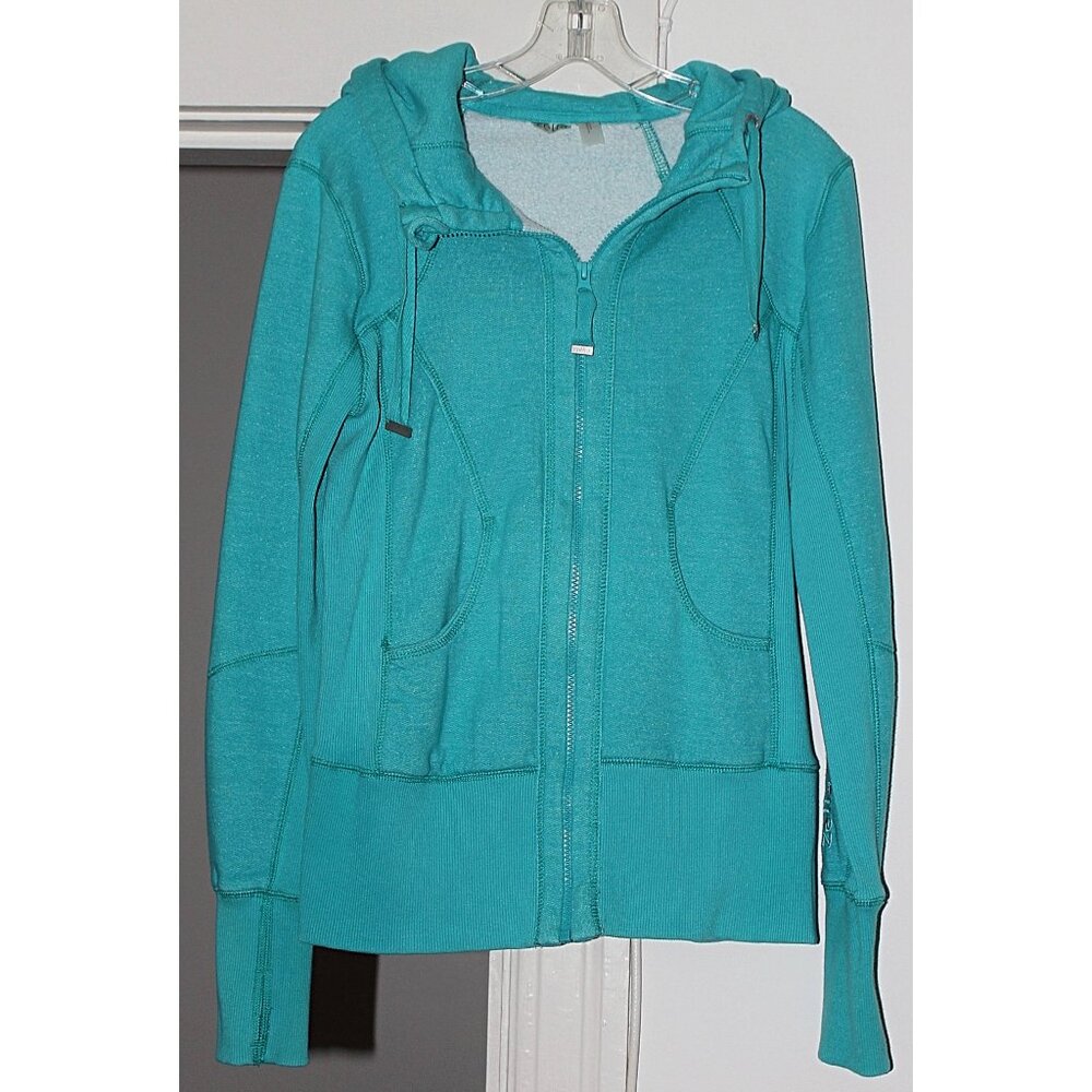 Zella - Sz L - Women's Essential Full Zip Hoodie In Sea Green - Cotton Fleece